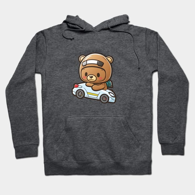 Cute Bear Driving Car Hoodie by Artifyio